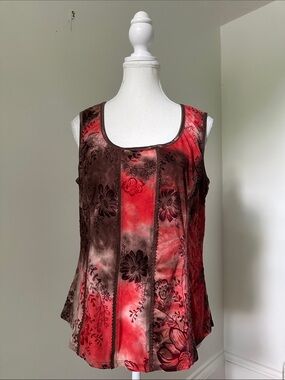 SAMI JO Y2K Tie Dye Floral Faux Corset Vamp Fairy Square Neck Tank Top Large